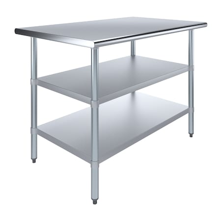 Amgood 30 in. x 36 in. Stainless Steel Table With Two Undershelves AMG WT-3048-2SH